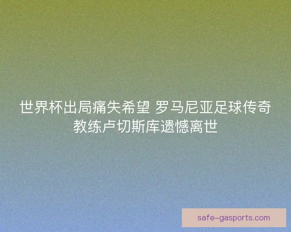 世界杯出局痛失希望 罗马尼亚足球传奇教练卢切斯库遗憾离世